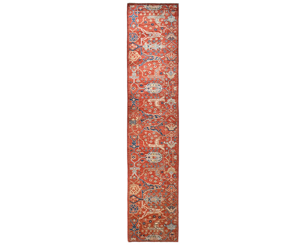 12 Ft Rust Aryana Afghan Hand Knotted Veg Dye Wool Runner Rug